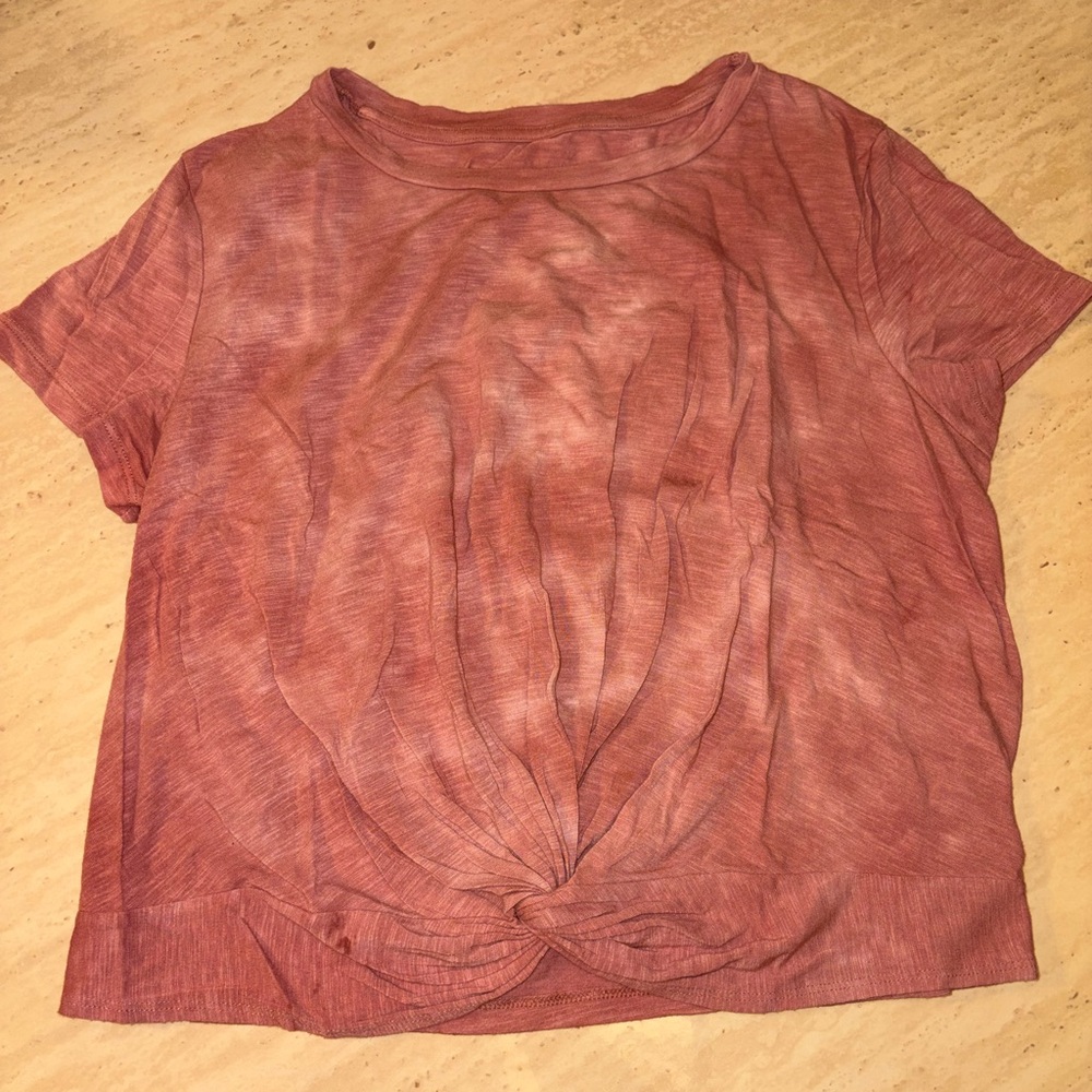 Aerie Short Sleeve Knotted Tee - Rust
